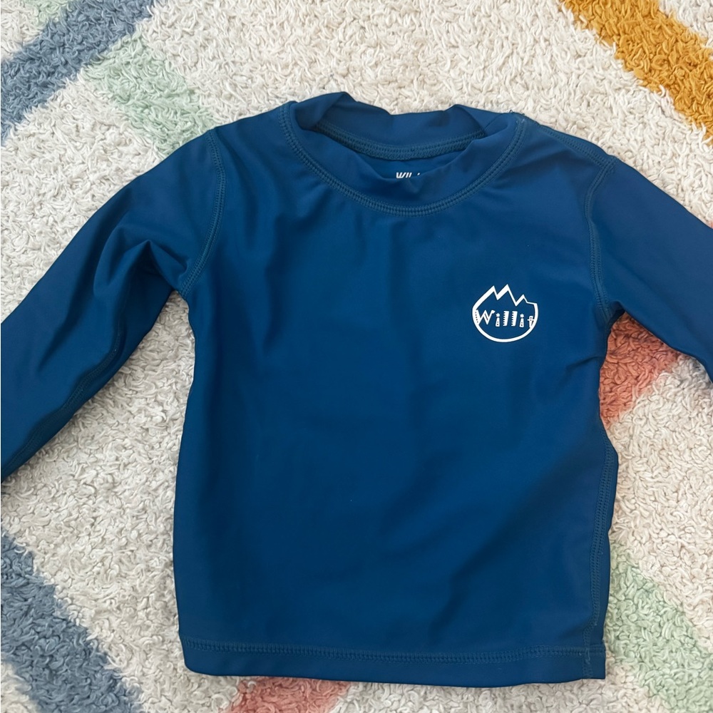 Kids' Long-Sleeve Rash Guard Swim Top - Navy Blue